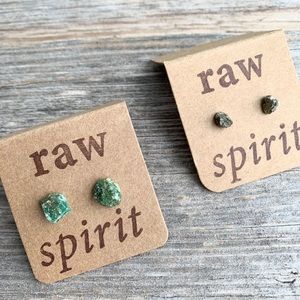 Raw Spirit Gem Stud Earrings - 2 Pairs